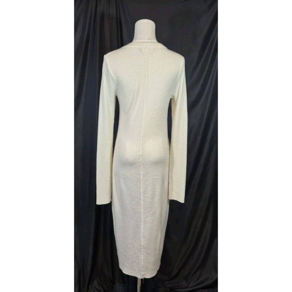 Nation LTD *IN IVORY* Waffle Knit Front Buttton Sweater Midi Dress Medium - Picture 7 of 9